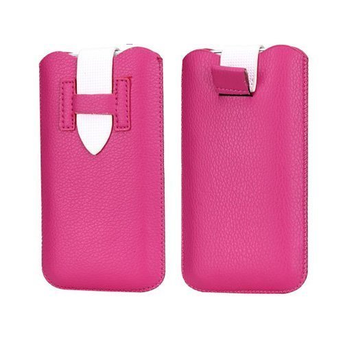 Smartpouch Pinkki / Valkoinen Nahkatasku 7