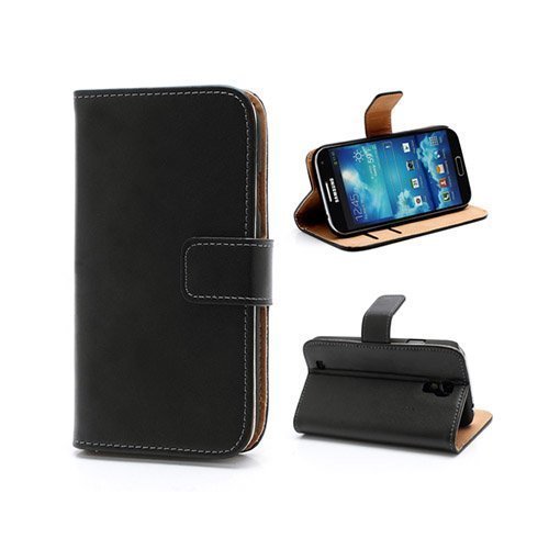 Smooth Black Samsung Galaxy S4 Leather Flip Case