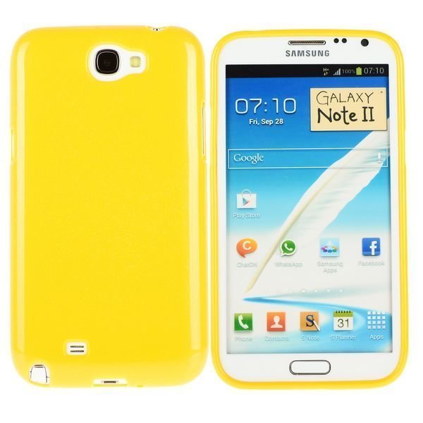 Soft Glitter Shell Keltainen Samsung Galaxy Note 2 Silikonikuori