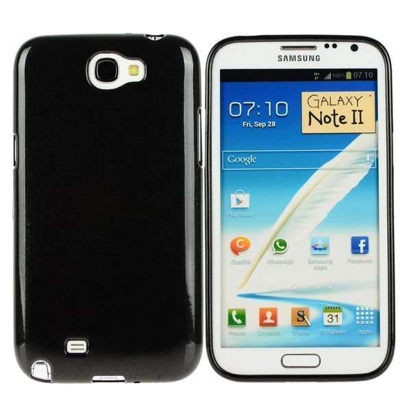 Soft Glitter Shell Musta Samsung Galaxy Note 2 Silikonikuori
