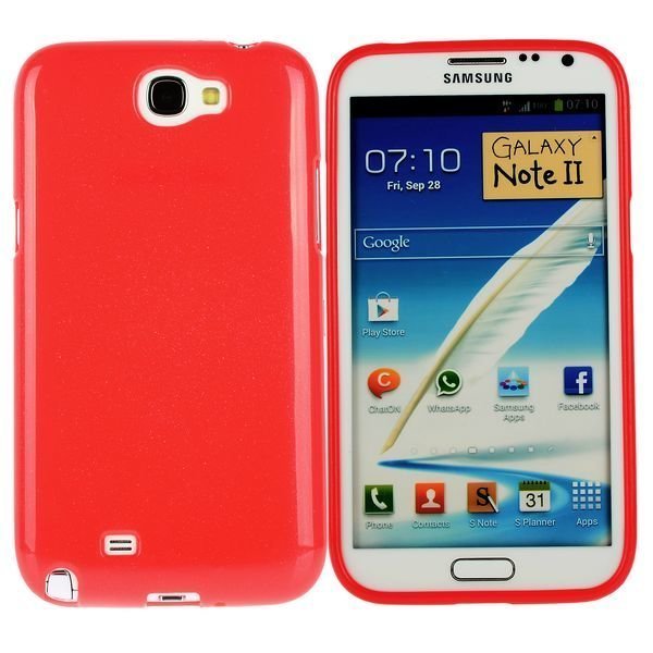 Soft Glitter Shell Punainen Samsung Galaxy Note 2 Silikonikuori