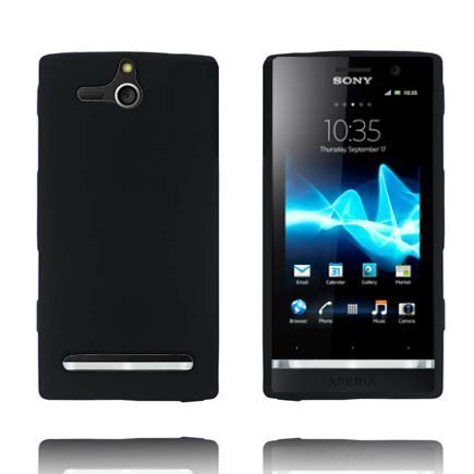Soft Shell Matta Pintainen Musta Sony Xperia U Silikonikuori