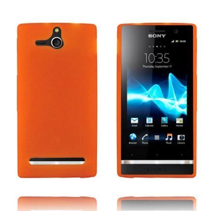 Soft Shell Matta Pintainena Läpikuultava Oranssi Sony Xperia U Silikonikuori