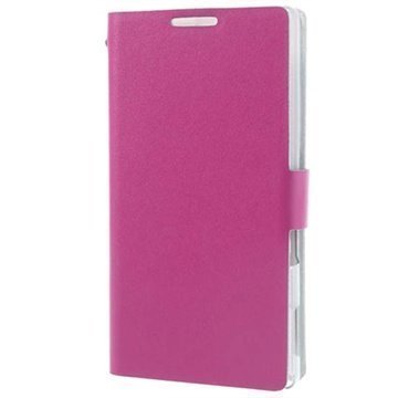 Sony Xperia C Doormoon Wallet Nahkakotelo Kuuma Pinkki