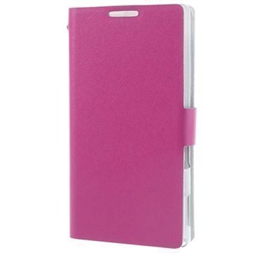 Sony Xperia C Doormoon Wallet Nahkakotelo Kuuma Pinkki