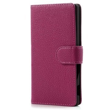 Sony Xperia C Wallet Nahkakotelo Kuuma Pinkki