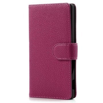 Sony Xperia C Wallet Nahkakotelo Kuuma Pinkki