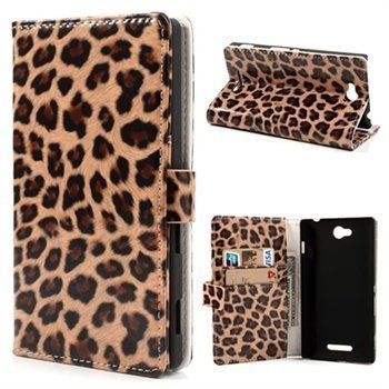 Sony Xperia C Wallet Nahkakotelo Leopardi