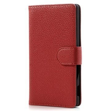 Sony Xperia C Wallet Nahkakotelo Punainen