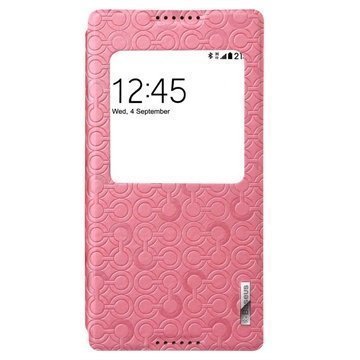 Sony Xperia C3 C3 Dual Baseus Brocade Series Smart Flip Nahkakotelo Vaaleanpunainen