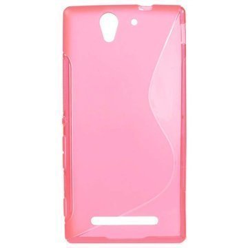 Sony Xperia C3 C3 Dual S-Curve TPU-Kotelo Kuuma Pinkki