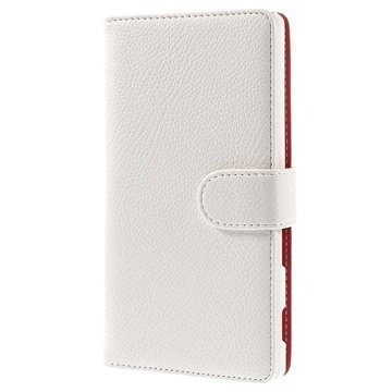 Sony Xperia C3 C3 Dual Wallet Nahkakotelo Valkoinen