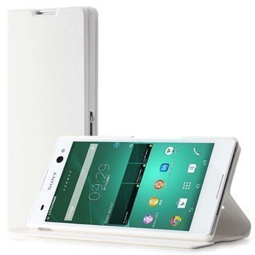 Sony Xperia C3 Xperia C3 Dual Rock Belief -Sarjan Kannellinen Nahkakotelo Valkoinen