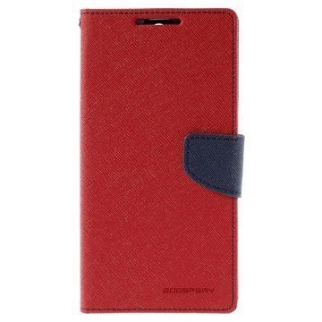 Sony Xperia C5 Ultra Mercury Goospery Fancy Diary Lompakkokotelo Punainen / Tummansininen