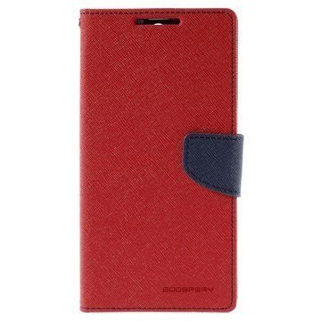 Sony Xperia C5 Ultra Mercury Goospery Fancy Diary Lompakkokotelo Punainen / Tummansininen