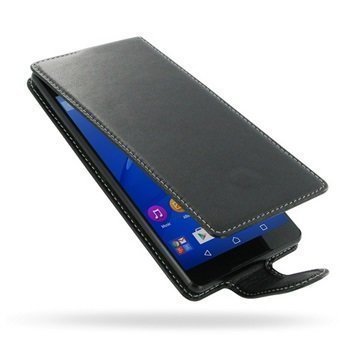 Sony Xperia C5 Ultra PDair Deluxe Nahkainen Läppäkotelo Musta