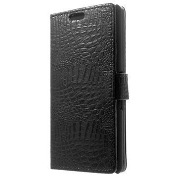 Sony Xperia E3 Xperia E3 Dual Krokotiilinnahkainen Lompakkokotelo Musta