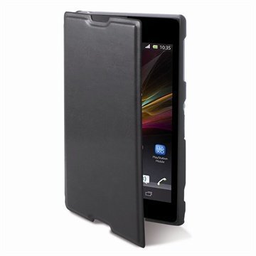 Sony Xperia M Ksix Folio Nahkainen Suojakotelo Musta