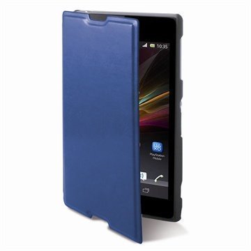 Sony Xperia M Ksix Folio Nahkainen Suojakotelo Sininen