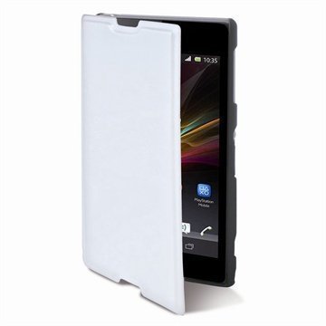 Sony Xperia M Ksix Folio Nahkainen Suojakotelo Valkoinen