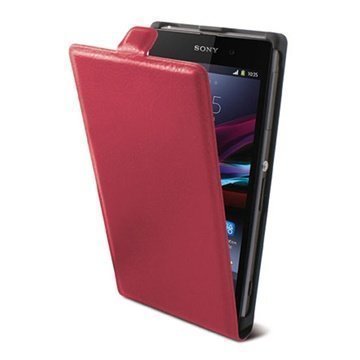 Sony Xperia M Ksix Vertical Flip Leather Case Fucsia