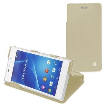 Sony Xperia M2 M2 Dual Noreve Tradition D Läpällinen Nahkakotelo Beige