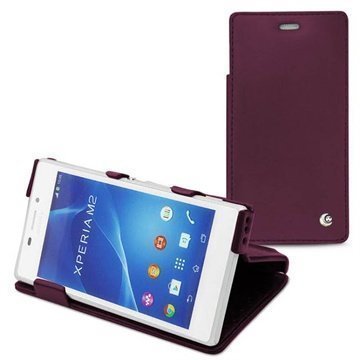 Sony Xperia M2 M2 Dual Noreve Tradition D Läpällinen Nahkakotelo Lie de Vin