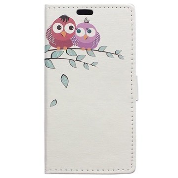 Sony Xperia M4 Aqua M4 Aqua Dual Tyylikäs Lompakkokotelo Owl Couple