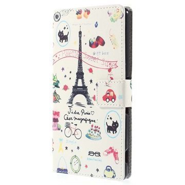 Sony Xperia M4 Aqua M4 Aqua Dual Tyylikäs Lompakkokotelo Paris