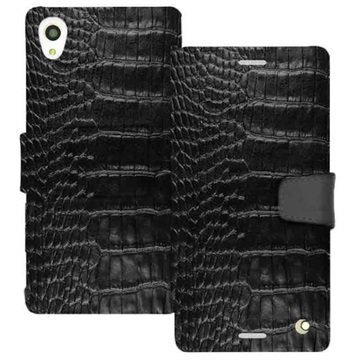 Sony Xperia M4 Aqua Noreve Tradition B Wallet Leather Case Horizon Crocodile Noir