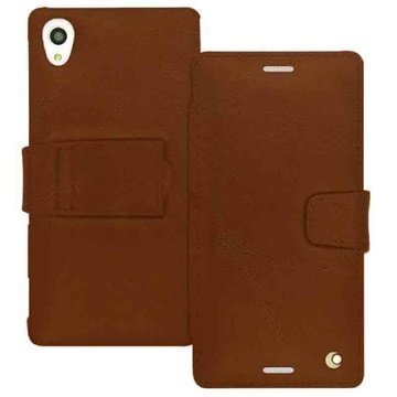 Sony Xperia M4 Aqua Noreve Tradition B Wallet Leather Case PerpÃ©tuelle Ruskea