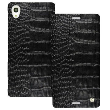 Sony Xperia M4 Aqua Noreve Tradition D Flip Leather Case HorizonÂ Crocodile Black