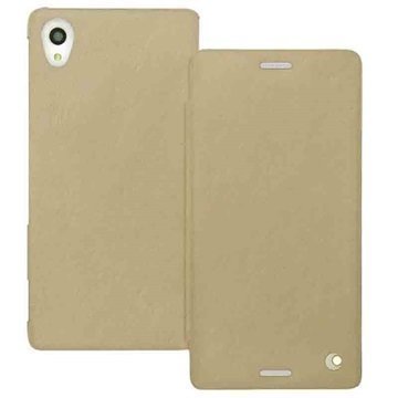 Sony Xperia M4 Aqua Noreve Tradition D Flip Leather Case PerpÃ©tuelle Beige