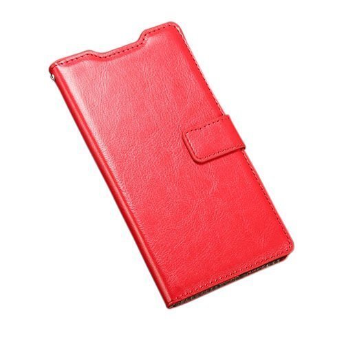 Sony Xperia M5 E5603 / M5 Dual E5633 Hullu Hevonen Nahkakotelo Standillä Punainen