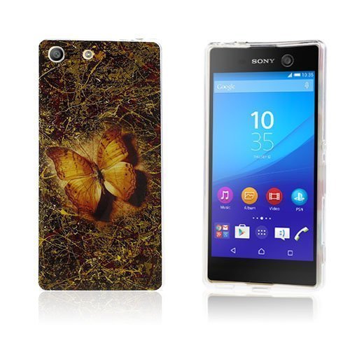 Sony Xperia M5 / M5 Dual Kiiltävä Tpu Geeli Kuori Aidon Näköinen Perhonen