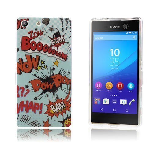 Sony Xperia M5 / M5 Dual Kiiltävä Tpu Geeli Kuori Boom Pow Bam Kuvio
