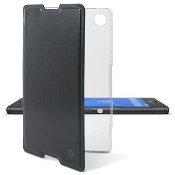Sony Xperia M5 Xperia M5 Dual Ksix Folio Kotelo Läpinäkyvä / Musta