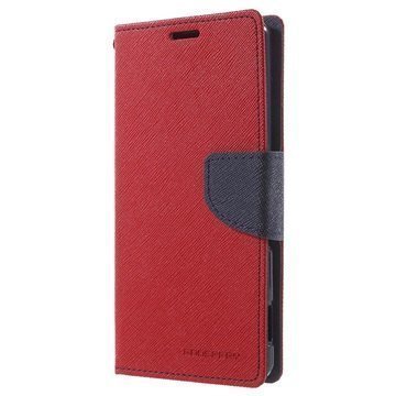 Sony Xperia M5 Xperia M5 Dual Mercury Goospery Fancy Diary Lompakkokotelo Punainen / Tummansininen