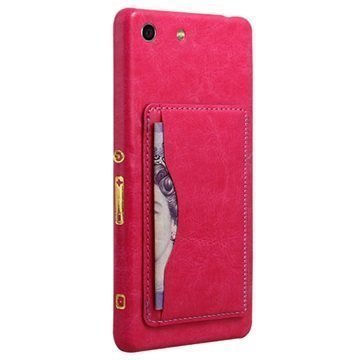 Sony Xperia M5 Xperia M5 Dual Retro Seisontatuki Kovakotelo Kuuma Pinkki