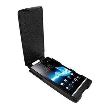 Sony Xperia S Piel Frama iMagnum Nahkakotelo Musta