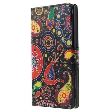 Sony Xperia T3 Wallet Nahkakotelo Värikkäät kukat