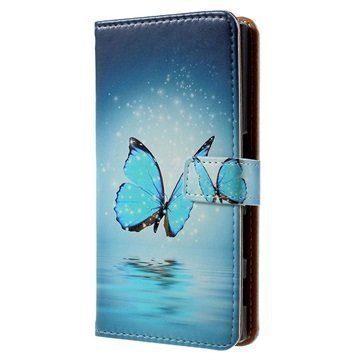 Sony Xperia X Compact Glam Wallet Case Blue Butterfly