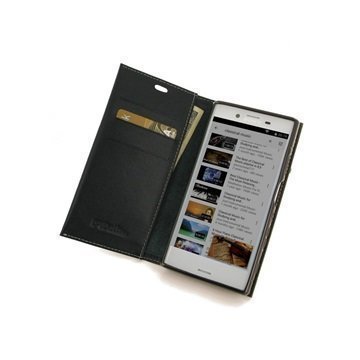 Sony Xperia X Compact PDair Deluxe Book Type Nahkakotelo Musta