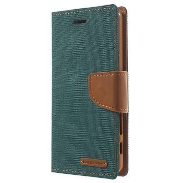 Sony Xperia X Mercury Goospery Canvas Diary Lompakkokotelo Vihreä