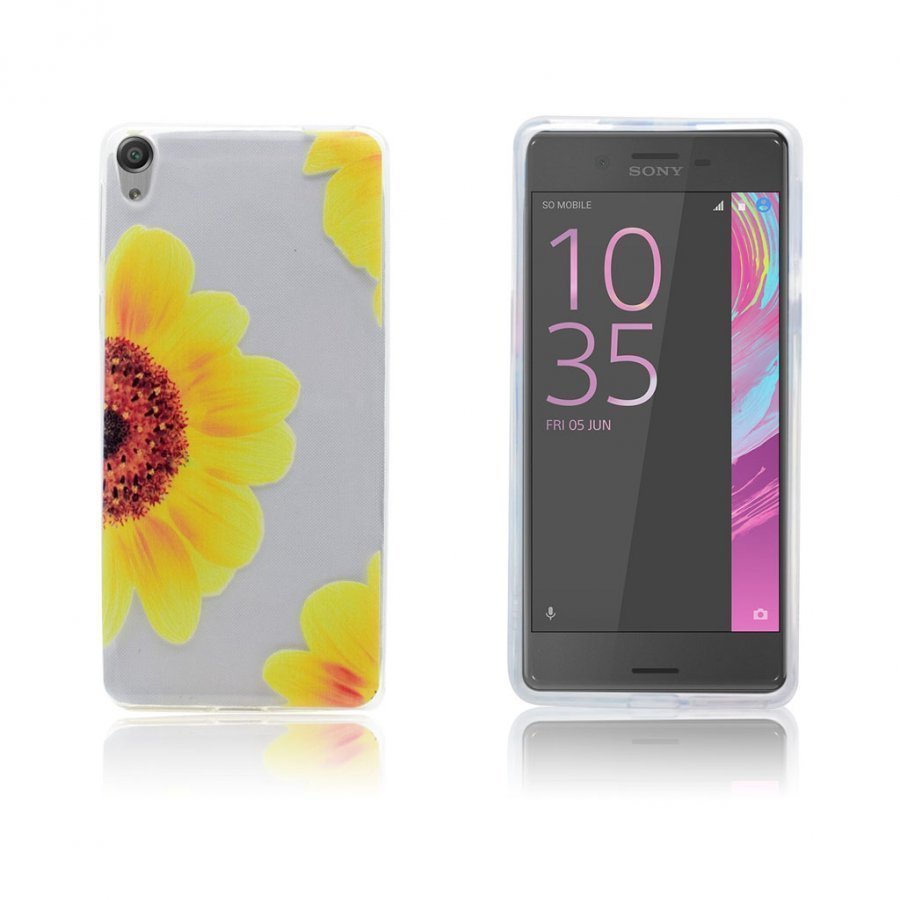 Sony Xperia X Performance Kuviollinen Joustava Kuori Auringonkukka