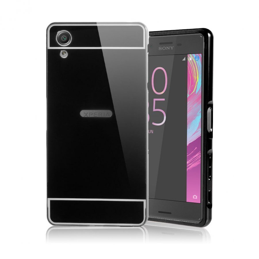 Sony Xperia X Performance Metalli Suojus Kova Muovikuori Musta