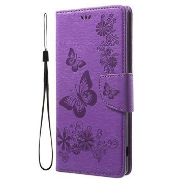 Sony Xperia XA Ultra Lompakkokotelo Perhonen Violetti