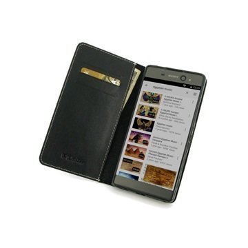 Sony Xperia XA Ultra PDair Deluxe Book Type Nahkakotelo Musta