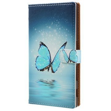 Sony Xperia XZ Glam Wallet Case Blue Butterfly