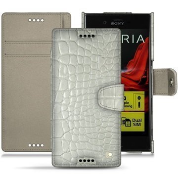 Sony Xperia XZ Noreve Tradition B Wallet Case Crocodile Maidonvalkoinen
